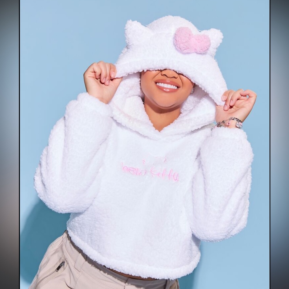 Forever 21 hello kitty furry sweater with cat ears